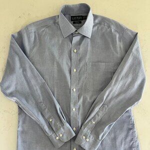 Lauren Ralph Lauren Lg Slv Button Down Slim Fit Cotton Shirt Blue Sz 16 1/2 NWOT